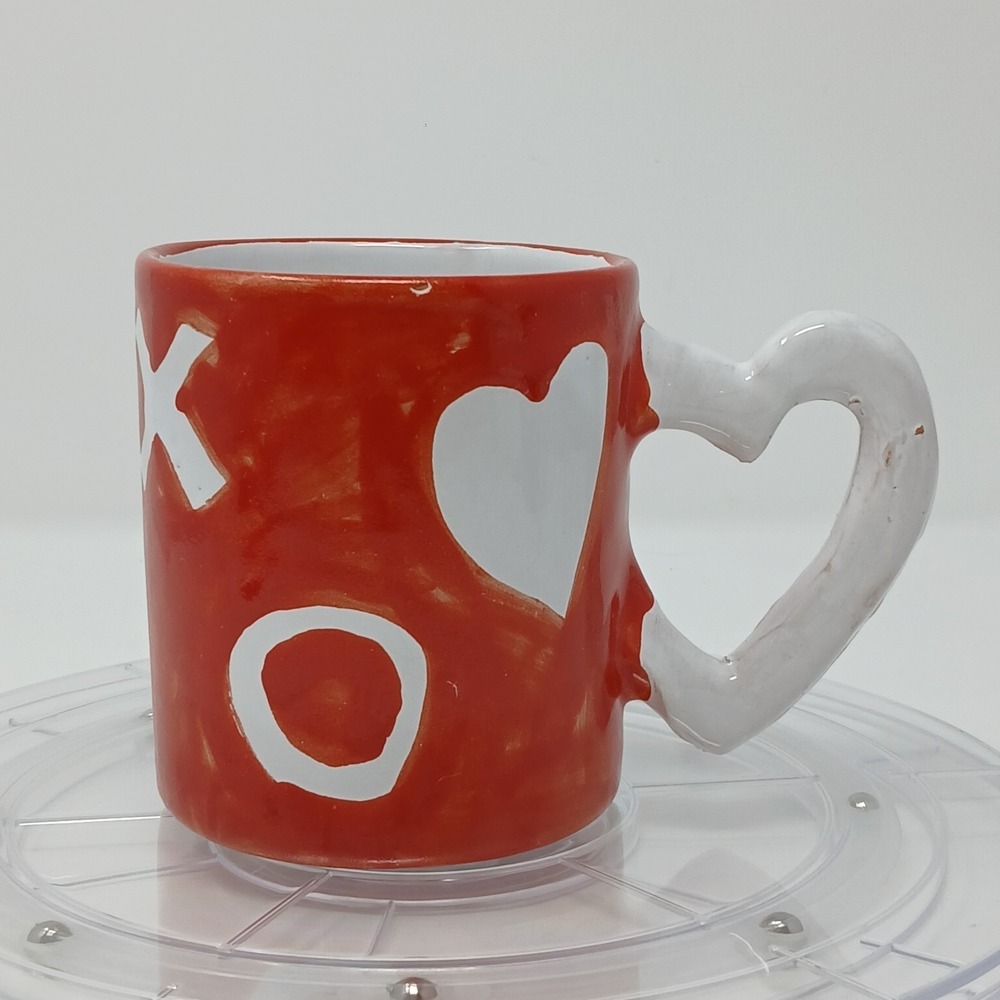 La Musa Colorful Red Heart X O Valentines Mug Hand-painted Ceramic Italy